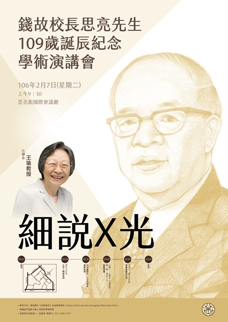 國立臺灣大學錢故校長思亮先生109歲誕辰紀念學術講座「細說X光」